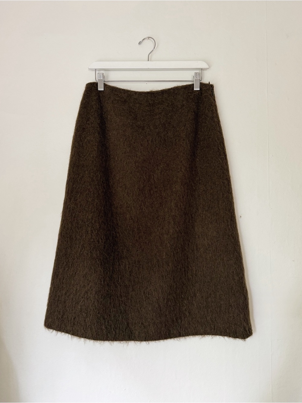 Moss Fuzzy Mohair + Wool Midi Skirt